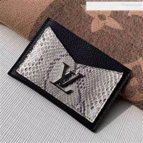 Louis Vuitton Lockme Grained Leather and Pythonskin Card Holder N97001 Black 2019 (KIKI-9110445)