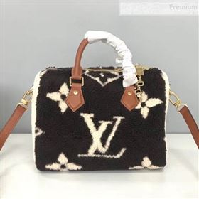 Louis Vuitton Teddy Speedy 25 Monogram Fur Top Handle Bag M55422 Coffee 2019 (HAIT-9110511)