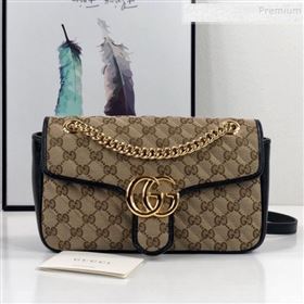 Gucci GG Marmont Small Shoulder Bag ‎443497 Beige/Black 2020 (DLH-9110514)