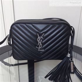Saint Laurent Lou Camera Shoulder Bag in Quilted Leather 520534 Black/Silver 2019 (XYD-9110537)