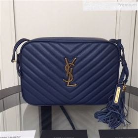 Saint Laurent Lou Camera Shoulder Bag in Quilted Leather 520534 Navy Blue 2019 (XYD-9110539)