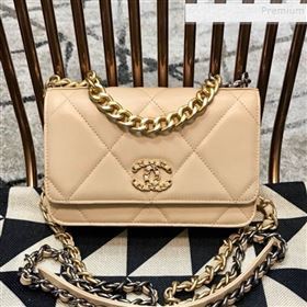 Chanel 19 Quilted Goatskin Wallet on Chain WOC AP0957 Nude 2019 (JDH-9110401)