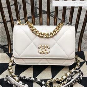 Chanel 19 Quilted Goatskin Wallet on Chain WOC AP0957 White 2019 (JDH-9110402)