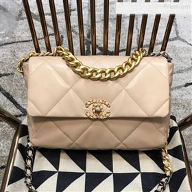 Chanel 19 Large Quilted Goatskin Flap Bag AS1161 Nude 2019 (JDH-9110405)