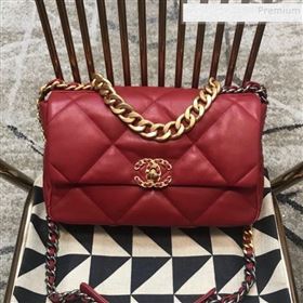 Chanel 19 Large Quilted Goatskin Flap Bag AS1161 Dark Red 2019 (JDH-9110408)