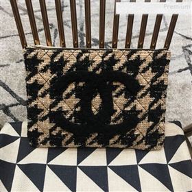 Chanel Medium Houndstooth Tweed CC Clutch AP0803 Beige/Black 2019 (JDH-9110410)