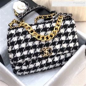 Chanel 19 Large Houndstooth Tweed Flap Bag AS1161 Black/White 2019 (YD-9110412)