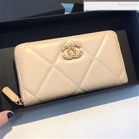 Chanel 19 Goatskin Long Zipped Wallet AP1063 Apricot 2019 (KAIS-9110727)