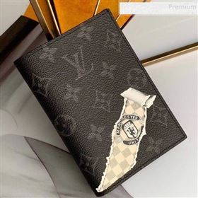 Louis Vuitton Monogram Eclipse Canvas Tearing Print Passport Cover M64411 2019 (KIKI-9110806)