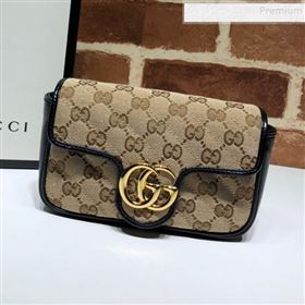 Gucci GG Marmont Canvas Super Mini Bag 574969 Beige/Black 2019 (DLH-9110819)