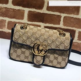 Gucci GG Marmont Canvas Mini Bag ‎446744 Beige/Black 2019 (DLH-9110820)