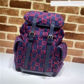 Gucci Small GG Wool Backpack ‎598184 Blue/Red 2020 (DLH-9110821)