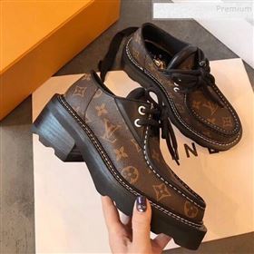 Louis Vuitton LV Beaubourg Monogram Canvas Platform Derby Lace-up Loafers Coffee 2019 (EM-9110903)