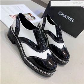 Chanel Calfskin and Patent Leather Chain Lace-Ups Loafers G35316 White 2019 (MD-9110918)