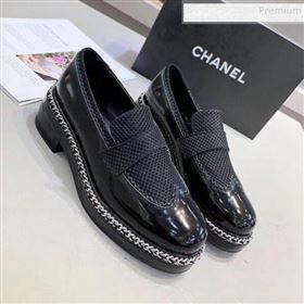 Chanel Fabric and Patent Leather Chain Loafers G35317 Black 2019 (MD-9110919)