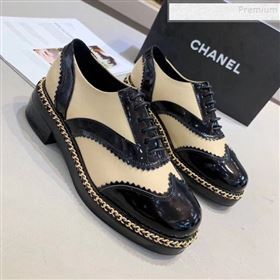 Chanel Calfskin and Patent Leather Chain Lace-Ups Loafers G35316 Apricot 2019 (MD-9110917)