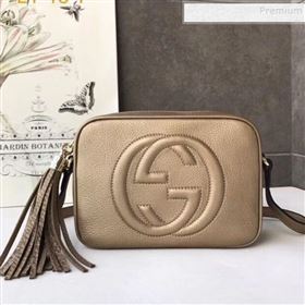 Gucci Soho Small Leather Interlocking G Tassel Disco Camera Bag 308364 Champagne Gold 2019 (DLH-9110618)