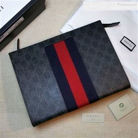 Gucci GG Supreme Web Pouch 475316 Black 2019 (DLH-9111227)