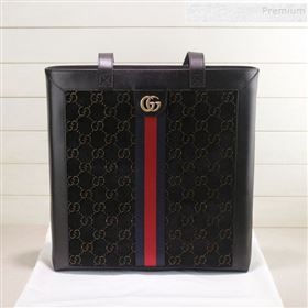 Gucci Sylvie GG Velvet Medium Tote 523781 Black 2019 (DLH-9111224)