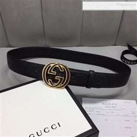 Gucci GG Signature Belt 40mm with Interlocking G Buckle Black/Gold (99-9111333)