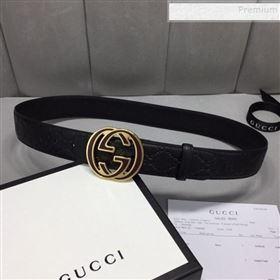 Gucci GG Signature Belt 40mm with Interlocking G Buckle Black/Gold   (99-9111333)