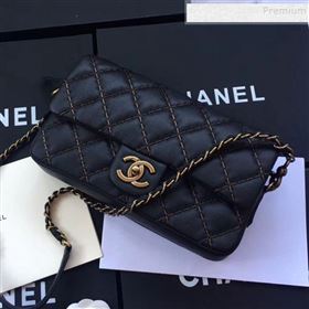 Chanel Stitching Quilted Calfskin Medium Flap Bag Black 2019 (JIYUAN-9111419)
