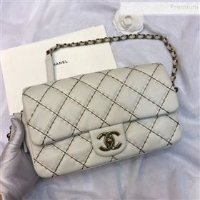 Chanel Stitching Quilted Calfskin Medium Flap Bag White 2019 (JIYUAN-9111418)