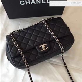 Chanel Grained Deerskin Zipped Flap Bag Black 2019 (JIYUAN-9111420)