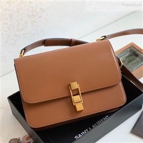 Saint Laurent Carre Satchel Box in Smooth Leather 585060 Caramel Brown 2019 (KTSD-9111302)