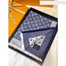 Louis Vuitton Denim Monogram Square Scarf 140x140cm Blue 2019 (A0-9111605)
