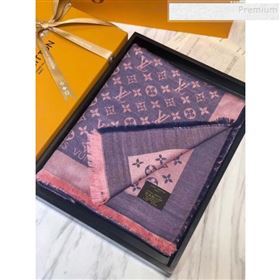 Louis Vuitton Denim Monogram Square Scarf 140x140cm Purple 2019 (A0-9111606)