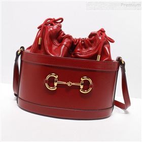 Gucci 1955 Horsebit Bucket Bag 602118 Red Leather 2019 (DLH-9111904)