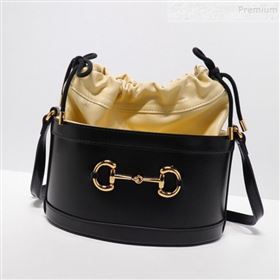 Gucci 1955 Horsebit Bucket Bag 602118 Apricot/Black 2019 (DLH-9111905)