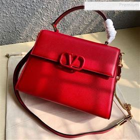 Valentino Large VSLING Grainy Calfskin Top Handle Bag 0530 Red 2019 (JIND-9111913)