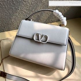 Valentino Large VSLING Grainy Calfskin Top Handle Bag 0530 White 2019 (JIND-9111915)