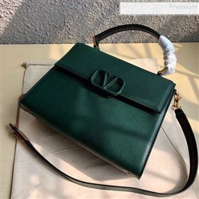 Valentino Large VSLING Grainy Calfskin Top Handle Bag 0530 Green 2019 (JIND-9111916)