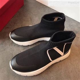 Valentino VLogo Stretch Knit Sock Boot Sneakers Black/White 2019 (EM-9112004)