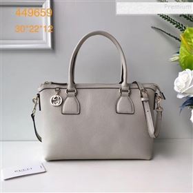 Gucci Interlocking G Charm Leather Tote Bag 449659 Off-white 2019 (DLH-9112272)