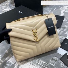 Saint Laurent Loulou Large Bag in &quot;Y&quot; Leather 459749 Apricot/Gold (JUND-9112137)