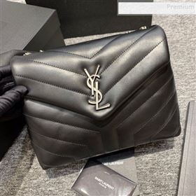 Saint Laurent Loulou Small Bag in &quot;Y&quot; Matelasse Leather 494699 Black/Silver (JUND-9112140)