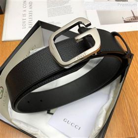 Gucci Calfskin Belt 38cm with Single G Buckle Black/Silver 2019 (99-9112220)