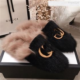 Gucci GG Wool Fur Flat Slippers Black 2019 (KL-9112024)