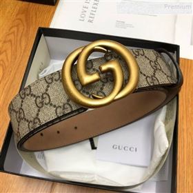 Gucci GG Canvas Belt 38mm with Interlocking G Buckle Beige (99-9112049)