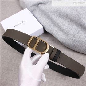 Dior Smooth Calfskin Belt 35mm with CD Buckle Grey 2019 (99-9112053)