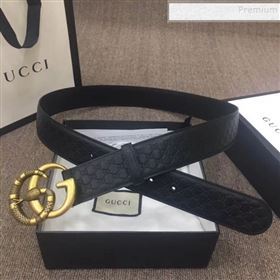 Gucci GG Signature Leather Belt 40mm with Snake GG Buckle Black   (SENJ-9112054)