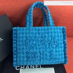 Chanel Wool Tweed Medium Zipped Shopping Bag AS0976 Turquoise 2019 (FM-9112323)
