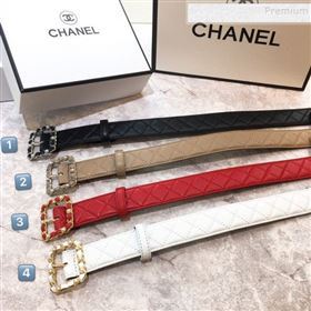 Chanel Quilted Lambskin Belt 30mm with Pearl Chain Framed Buckle 2019 (99-9112225)