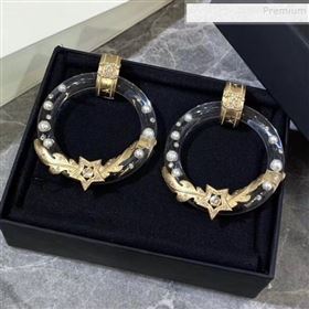 Chanel Resin Carve Metal Hoop Earrings 2019 (YF-9112232)