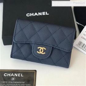 Chanel Grained Leather Classic Card Holder AP0214 Navy Blue 2019 (JIYUAN -9112312)
