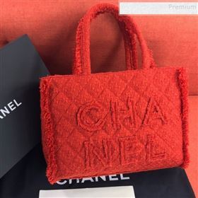 Chanel Wool Tweed Medium Zipped Shopping Bag AS0976 Red 2019 (FM-9112322)